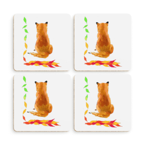 Pack of 4 Coasters Changing Seasons with Fox