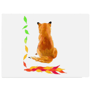 Tempered Glass Chopping Board Changing Seasons with Fox