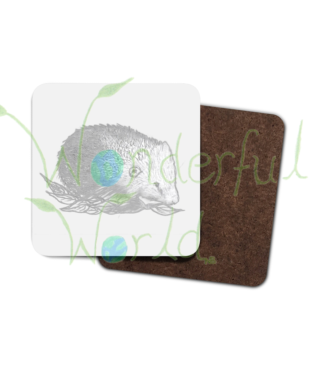 4 Pack Hardboard Coaster Hedgehog