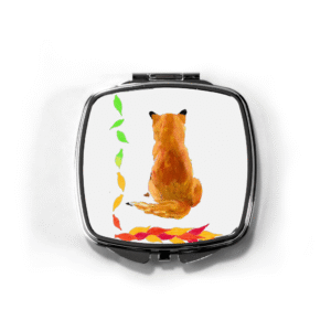 Square Compact Mirror Changing Seasons with Fox