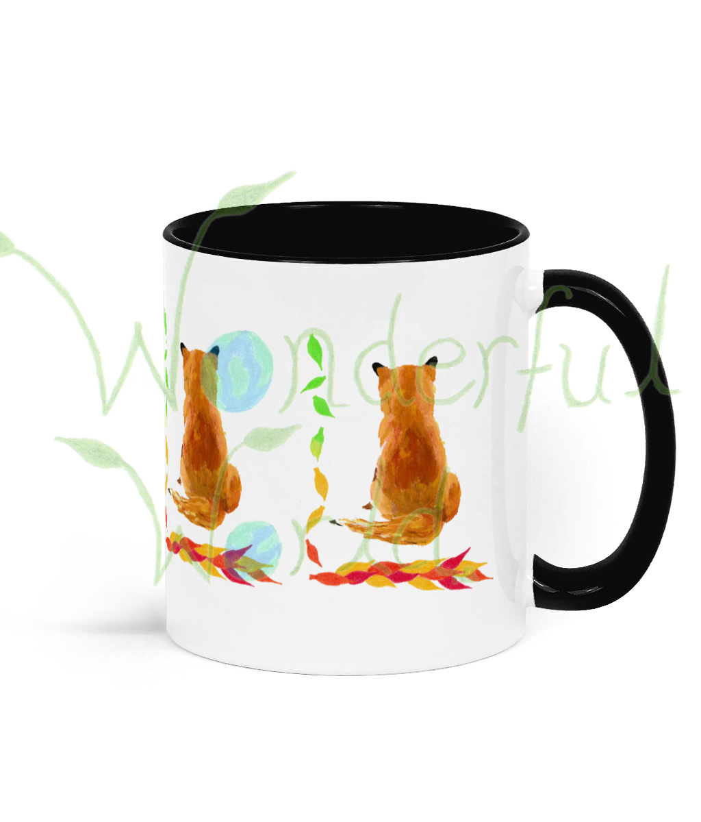 Two Toned Ceramic Mug Changing Seasons with Fox - Image 4