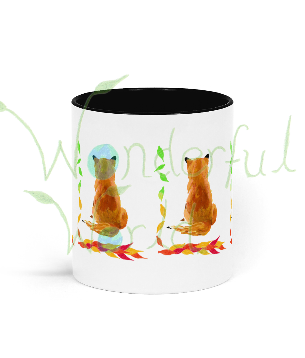 Two Toned Ceramic Mug Changing Seasons with Fox - Image 3