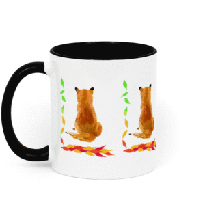 Two Toned Ceramic Mug Changing Seasons with Fox